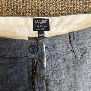 J Crew The Driggs Mens Pants Size 32x30 Gray Blue Chambray Linen